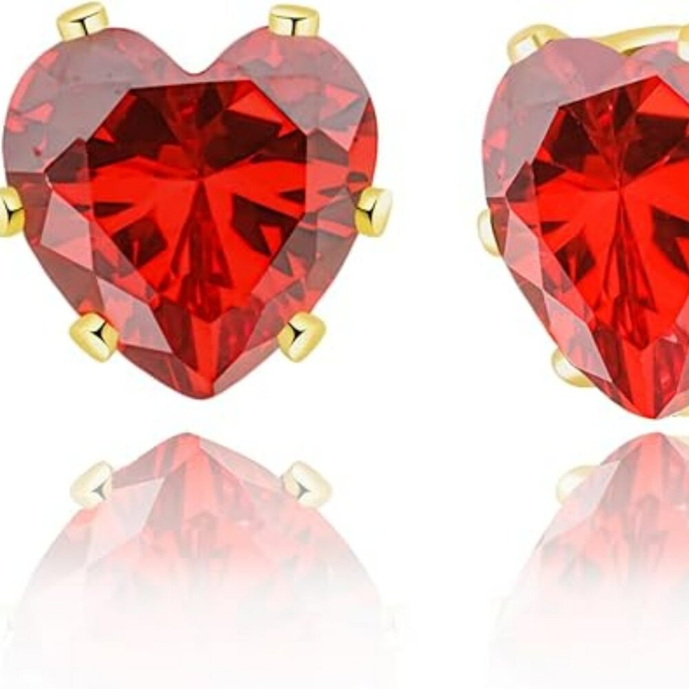 Beautiful Red Heart Earrings Great Gift idea for Mothers Day‎ 18K Gold Plated